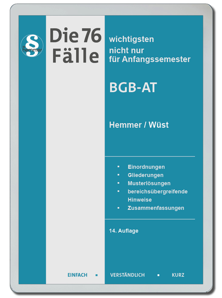 eBook - Die 76 wichtigsten Fälle BGB AT